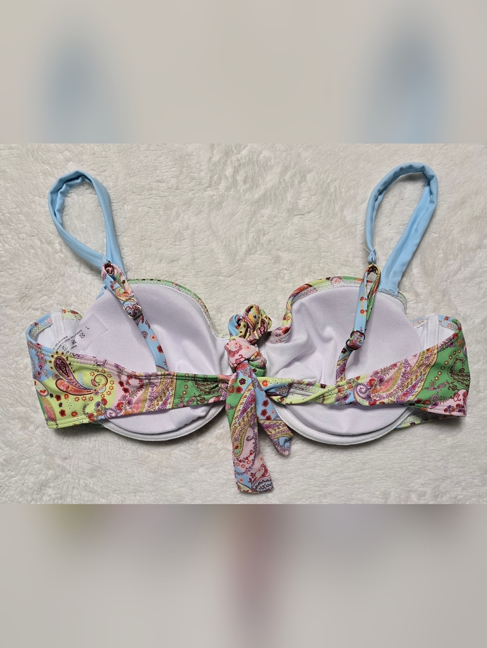 2pc Blue Pink Swim Bikini Set Size L Large NEW Push Up Bra Top Swimsuit Floral - Picture 7 of 8